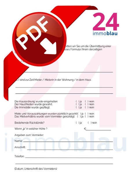 Kostenlose Vermieterbescheinigung zum runterladen als PDF